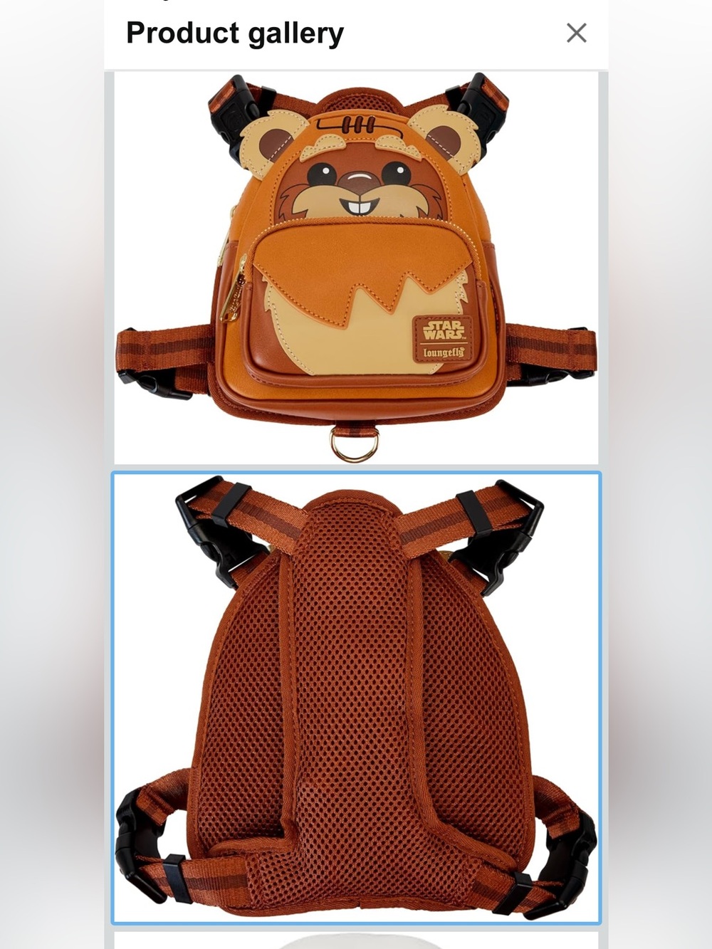 Loungefly Star Wars Ewok Mini Backpack in Brown and Tan- Dog Harness Size L - Picture 2 of 4